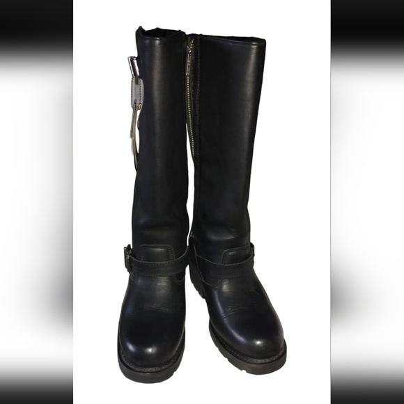 Harley Davidson Women's boots tall black zip up leather NWT size 7 - Picture 6 of 9